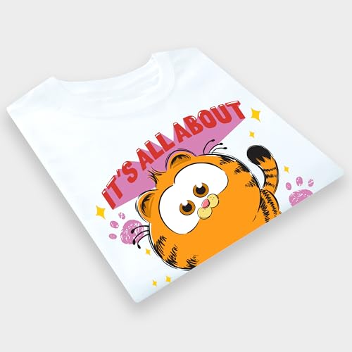 Garfield Shirt | Cat Tshirt | Novelty Girls Top | Girls T Shirts | White 74