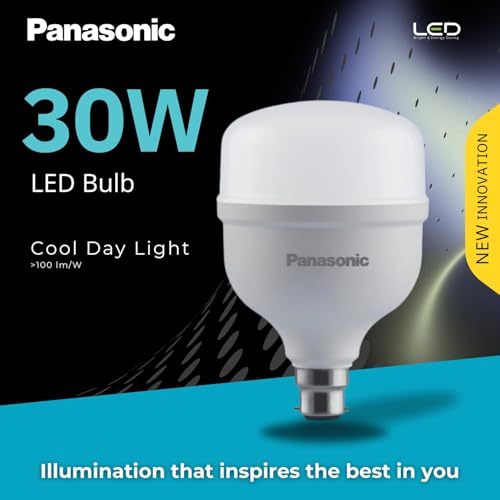 Image of Panasonic 30 Watt LED Bulb, B22 Base 30W Highwatt Bulb for Home, Parking, Office, 6500K Cool Day Bulb (Pack of 4)