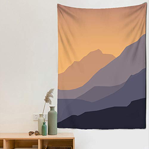 wymhzp Tapiz de Pared Sol Paisaje Arte abstracto Estética Montaña Colgante de pared Árbol de cactus dorado Decoración bohemia Dormitorio Alfombra 150x130cm Cover