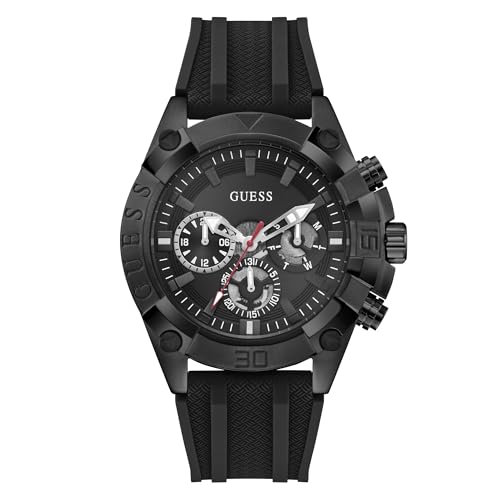 Guess Montre pour Homme 46 mm montre noire de luxe boîtier acier