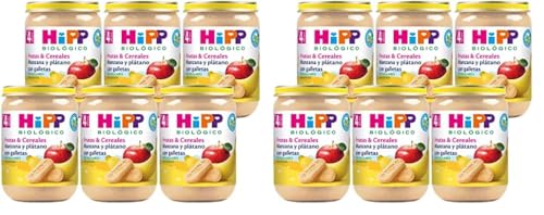 HiPP Biológico - Tarrito de Manzana y Plátano con Galletas BIO - Papilla de Frutas & Cereales - Pack 6x190g - Sin Azúcares Añadidos - Apto a Partir de 4 Meses (Paquete de 2)