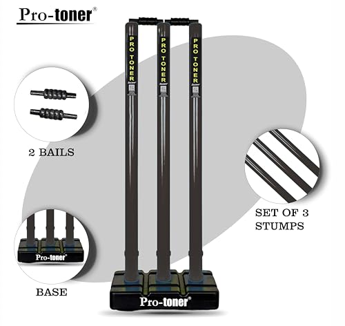Image of Protoner Cricket Set with Wooden Bat, Stumps and Ball, Sports Kit for Kids and Adults (Adults)