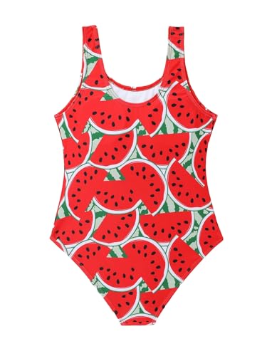 WDIRARA Girl's One Piece Swimsuit Cute Watermelon Print Swimwear Bathing Suit