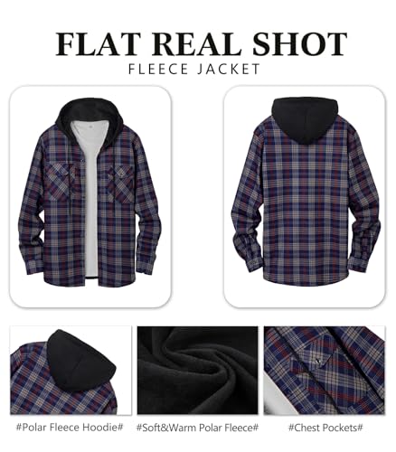 Askdeer Men's Flannel Fleece Jacket Sherpa Lined Winter Plaid Shirts Jacket Long Sleeve Thermal Coat With Pockets2