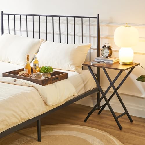 Ibuyke Foldable Tv Tray Set Of 2 Tv,End Table With Removable Food Serving Tray,Portable Wooden Snack Table For Livingroom thumb #4