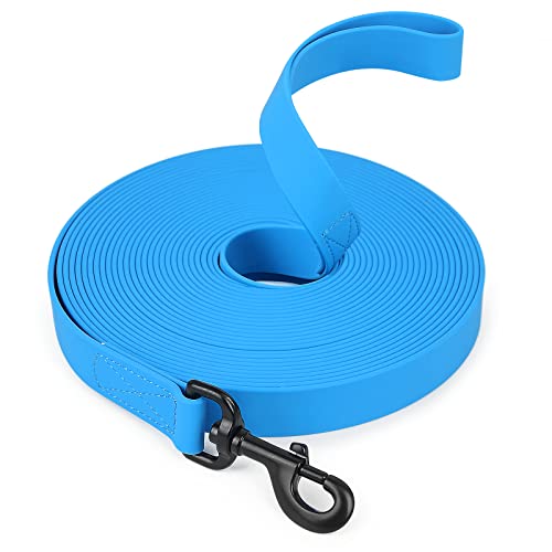 5M Schleppleine Große Hunde,1,5M/5M/10M Wasserdicht Hundeleine Robust Leine mit Handschlaufe und Netztasche,Trainingsleine für Große Hunde (Blau, 5M)