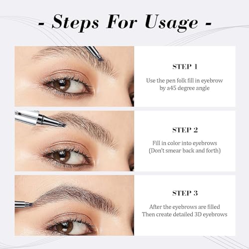 Eyebrow Pen with 4-Fork-Tip Create Natural Hair-Like Brows Light Brown - image 6
