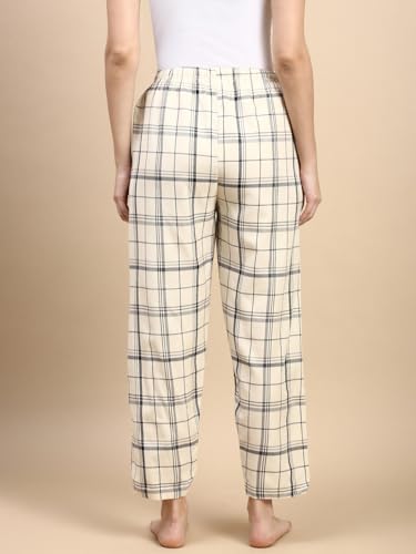 Image of KRYPTIC Women's 100% Pure Cotton Woven Pyjama | Mid Rise Relaxed Fit Full Length Nightwear Pant with Elasticated Drawstring Waistband & Side Pocket | Comfortable Lounge, Sleepwear & Casual Bottom Wear