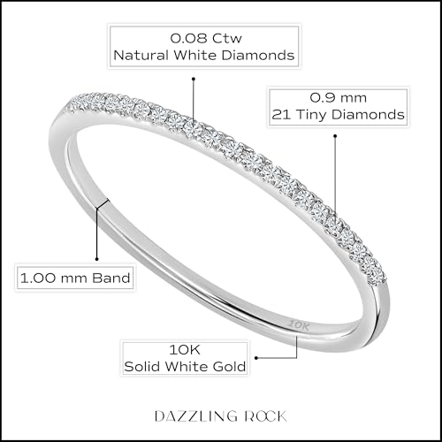 Dazzlingrock Collection 0.08 Cttw Womens Diamond Wedding Band – Real Round Natural White Diamond Minimalist Thin Stackable Ring for Her in 10K Solid Gold4