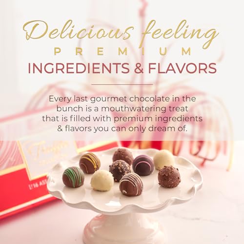 CRAVINGS BY ZOE Valentines Day and Birthday Chocolate Truffles Gift Box | 16 Count | Chocolate Candy Gifts | Gourmet Assorted Chocolate Food Gift Basket | Birthday Gifts for Women Men Mom Dad Adults Couples Families