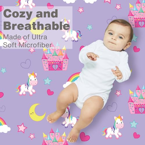 image for EVERYDAY KIDS 2 Pack Fitted Girls Crib Sheet, 100% Soft Breathable Mic