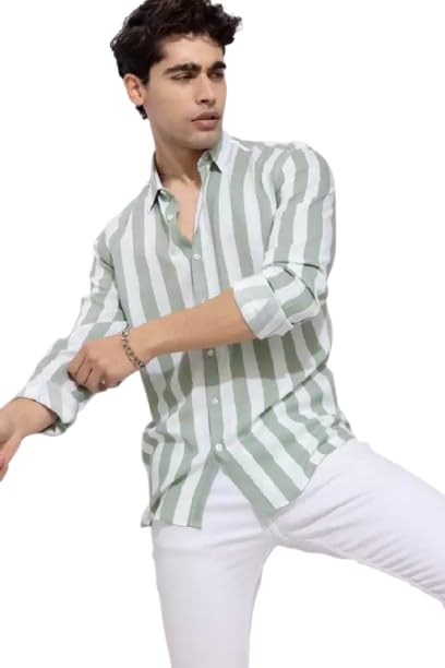 Image of Men's Cotton Casual Shirt, Brown, Full Sleeves, Regular Fit