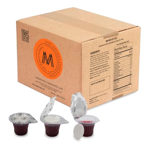 The Miracle Meal Pre-Filled Communion Cups & Wafer Set - Box of 250 | Prepackaged Holy Communion Bread & 100% Concord Grape Juice | Ready to Serve for Churches & Fellowship Gatherings