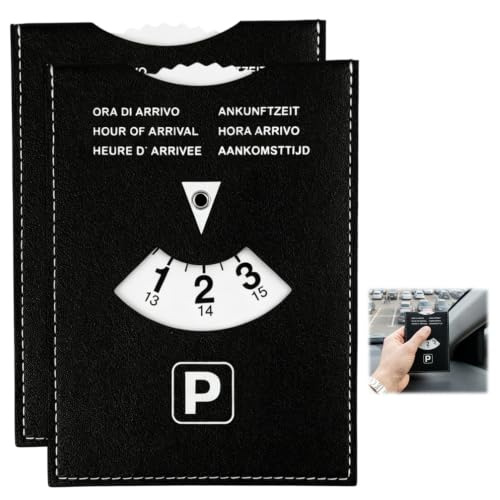 XiDeShop Disque de Stationnement en Cuir Synthétique de Luxe pour Zone Bleue Européenne - Disque Horaire Élégant et Pratique pour Voitures, Motos et...