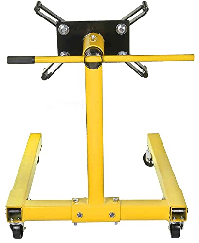 Jegs Engine Stand | Red Finish | 1250 Lbs Capacity | 360 Degree Adjustable Mounting Head | Easy Assembly | Disassembly | 4 Ball-Bearing Swivel Caster Wheels | Heavy-Duty Square Steel Frame #TOP2