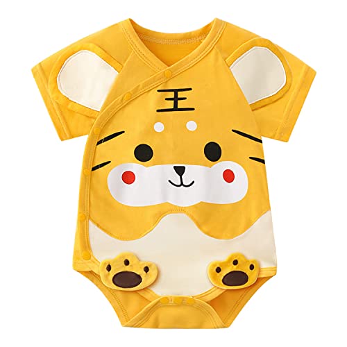 Zusnxaxe Newborn Baby Boys Girls Cartoon Animal Tiger Baby Jumpsuit Leopard Romper Bodysuit Playsuit Snap Onesies(Yellow02,12-18Months) #TOP15