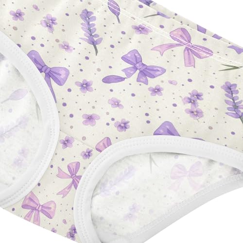 Wusikd Lavender Bows Girls' Underwear Cotton Girls Briefs Soft Toddler Underwear 2T4