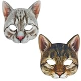 [S.T.S.G] お面 仮面 ねこ ネコ 猫 猫面 マスク 動物 マスク 仮装 コスプレ ハロウィン パーティー 被り物 イベント ハーフフェイス (猫のお面：Aセット)