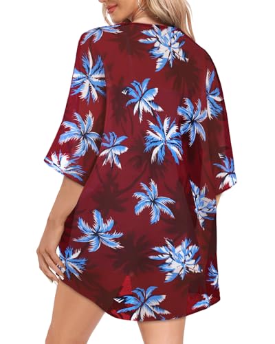 Image of Women Kimono Cardigans Casual Summer Tops Cover up Open Front Floral Print Resort Wear 2026