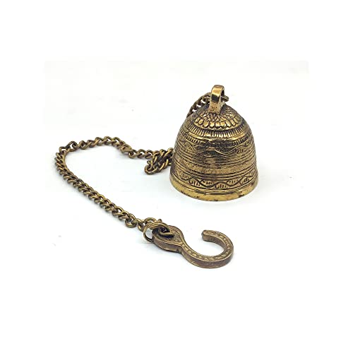 Brass Hanging Bell Vintage Metal Antique Finish Decorative Bells Chain And Hook For Gates, Home, Office And Temple #TOP4