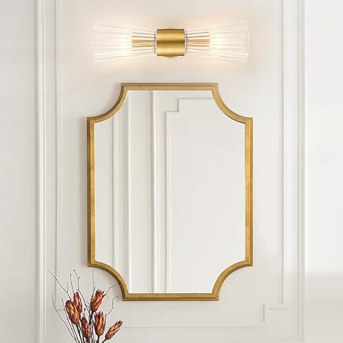 Lampe de salle de bain lot de 2 appliques murales laiton et verre pour miroir salon