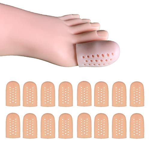 16 Pieces Gel Toe Caps for Big Toe, Breathable Silicone Toe Protector, Toe Covers Sleeves with Holes, Protect Toe from Rubbing, Ingrown Toenails, Corns, Blisters and Other Painful Toe Problems