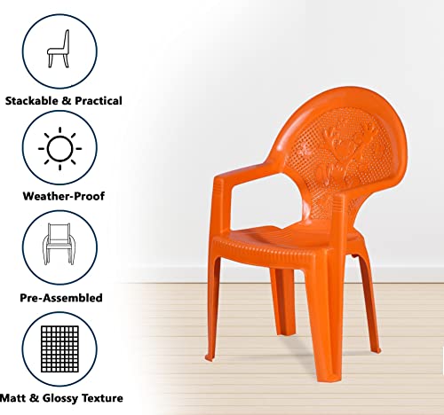 Image of MAHARAJA Mickey Mouse Plastic Chair for Kids | Strong Durable & Portable Study Chairs | Virgin Material Kids Chairs for 2 to 8 Years | Stackable School Chair (Orange, Pack of 2)