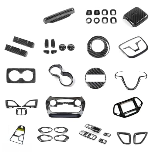 車載 アームレスト コンソールボッ 車用フルセット カーボントリム インテリアモールディング ウィンドウリフト ジープ チェロキー KL 2017+に適合(Full Set Type 2)