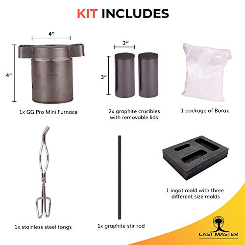Usa Cast Master Pro Mini 5 Ounce Propane Jewelry Kiln With Crucible And Tongs Borax Smelting Gold Silver Copper Scrap Metal Recycle 5Oz Ounce Capacity #TOP4