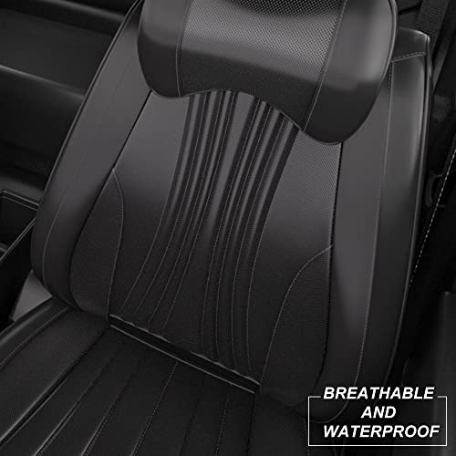 Feelon 2 Pieces Lb Front Car Seat Covers, Waterproof Nappa Leather Front Car Seat Protectors With Headrests, Universal Auto Interior Fit For Sedans Suv Pick-Up Truck, Black #TOP7
