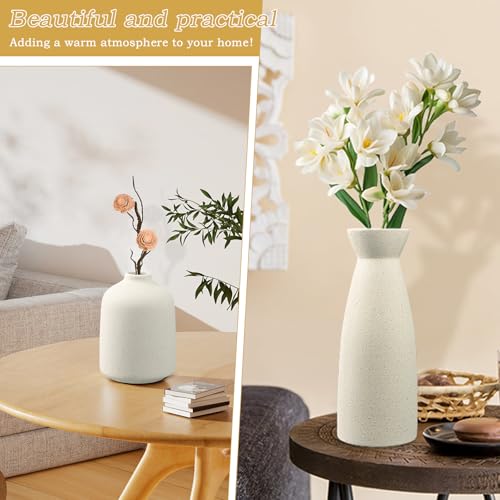 Mapille 3PCS Conjunto de jarrones de cerámica, Minimalista Blanco Jarrón de Cerámica, Jarrones para Flores Frescas y Secas, Hierba de Pampas, Florero Jarrones Decoración Moderna del Hogar - imagen 4