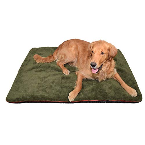 Romneys Petbed - Hundedecke Faserpelz | Robustes Material | Isolierende Thermo-Decke | Waschbar | rutschfest | 70 x 100 cm, Oliv