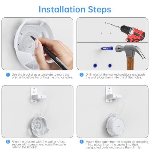 Image of Wall Mount Holder for TP-Link Deco BE23 BE25 WiFi 7 Router 3-Pack | Fits Deco BE3600 BE5000 Wi-Fi 7 Mesh System, Space-saving Bracket with Hidden Cable Management, Secure Design for Home Office