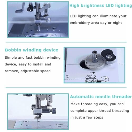 KSWBD Automatic Sewing Machine Electric Embroidery Machine 158 Built-in Designs with 4"" x 9.2"" Embroidery Area and LCD Touch Screen, 210 Built-in Letters and 30 Pattern Borders, Sewing Made Easy