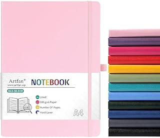 Cuaderno A4 – Cuaderno A4 con papel de primera calidad, piel sintética, escritura clásica A4, 8.3 x 11.5 pulgadas, tapa dura, color rosa