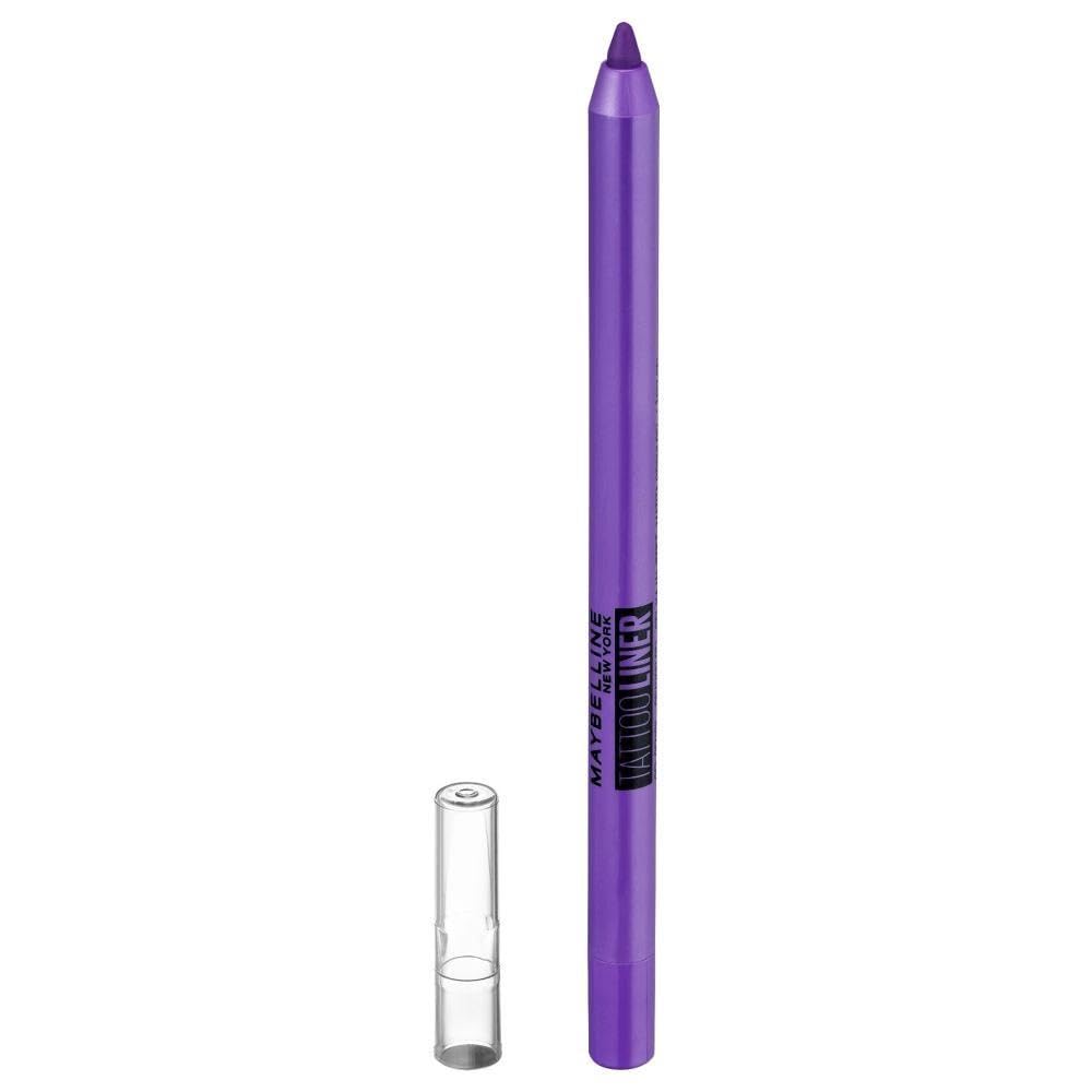 Maybelline New-York - Lápiz de gel efecto tatuaje de ojos, resistente al agua, con sujeción extrema hasta 36 horas, color morado pop (801)