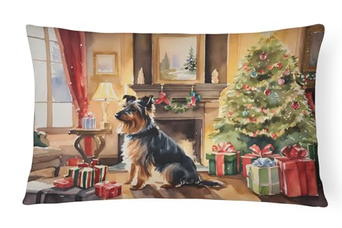 Caroline's Treasures DAC2601PW1216 Australian Terrier Cozy Christmas Throw Pillow Machine Washable, Indoor Outdoor Decorative Pillow for Couch, Bed or Patio, 12HX16W