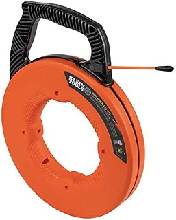 KLEIN TOOLS 56382 Fish Tape, Multi-Groove Fiberglass Wire Puller with Nylon Tip, Optimized Housing and Handle,Orange/Black, 15 m