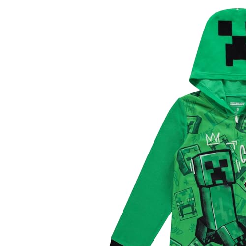 Minecraft Mojang Boys Pajamas Set - Hooded Long Sleeve Creeper Pajamas - Long Sleeve Sleeper Pajamas Set3