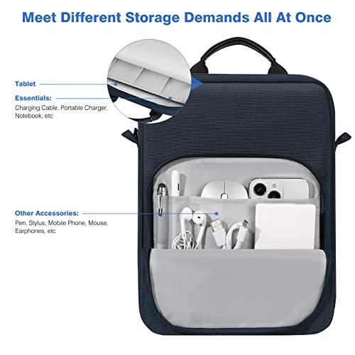 Image of Dadanism 9-11 Inch Tablet Sleeve Bag Carrying Case with Shoulder Strap for iPad (A16) 11 inch, iPad 10th Gen 10.9 inch, iPad Air M4 /Pro M5 11 inch, iPad 9 /8 /7th 10.2 inch, Galaxy Tab A11+ Plus 11 inch, Dark Blue