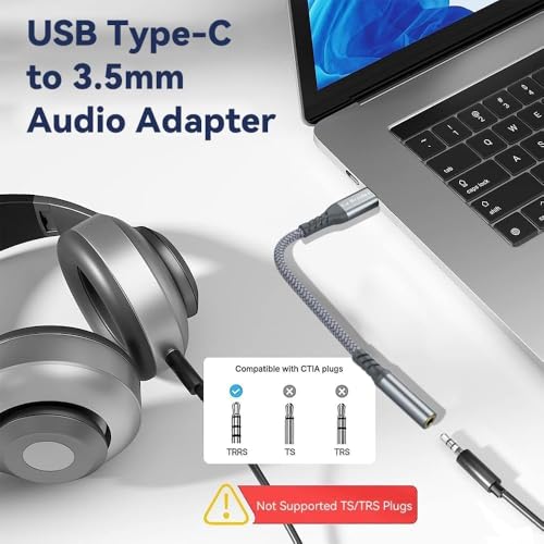 USB C to 3.5 mm Jack Adapter, Type C to 3.5mm Headphone Aux Digital Audio Earphone Adaptor for iPhone 15/Samsung Galaxy S23 S24 Note10 A80 Huawei P60/P50,Google Pixel 4XL,OnePlus7,Xiaomi (1)
