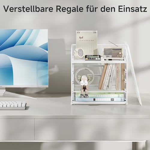 VITVITI Schreibtisch Organizer, 5 Ebenen Briefablage, Stapelbare Aktenhalter, Ablagefächer mit Griff, Bürobedarf für A4 Dokumentenablag, Papier, Buch, Magazin (Weiß)