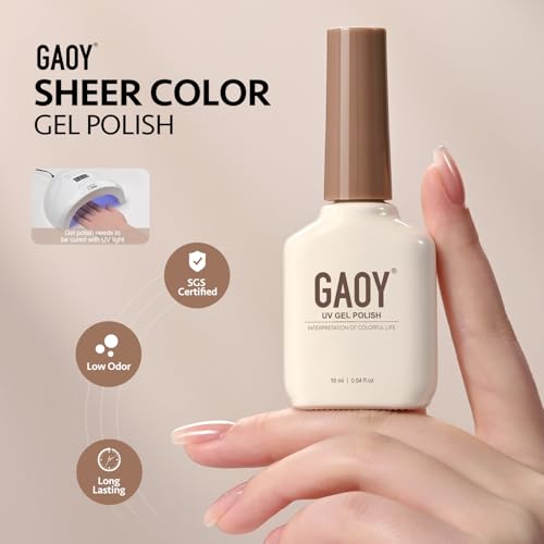 GAOY Nude Jelly Gel Nail Polish, 16ml Sheer Translucent Netural Soak Off Gel Polish, UV Light Cure for Nail Art DIY at Home, 3157 Bare Glow