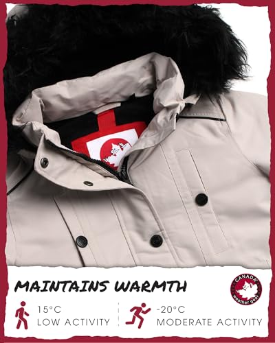 Image of CANADA WEATHER GEAR Girls Winter Coat - Long Length Faux Fur Puffer Ski Jacket Water & Wind Resistant Insulated Fleece Parka