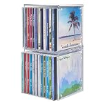 STORi Stackable Clear Plastic CD Organizers (2 Pack) Cube Jewel Case Holders Perfect for Theatre Room | Holds up to 12 CD Cases per Organizer | Made in USA