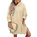 Linkpig Oversized Hoodie Dress Women Split Hem Pullover Long Sweatshirts Casual Sweater Dresses with Kangaroo Pocket Apricot