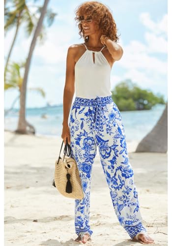 LASCANA Women's Belted Floral Pants2