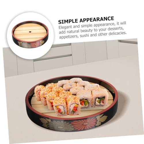 Plato rojo para sushi y bandeja japonesa redonda reutilizable miniatura 3