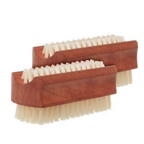 Redecker Pearwood Nail Brush with Natural Pig Bristles, Set of 2, 3-3/4-Inches