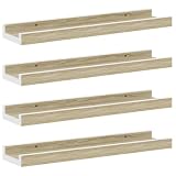 VIHHQGC Set of 4 Floating Shelves Wall Mounted White MDF, 15.7x3.5x1.2 Inches, Wall Shelf Set for Living Room Bedroom Display
